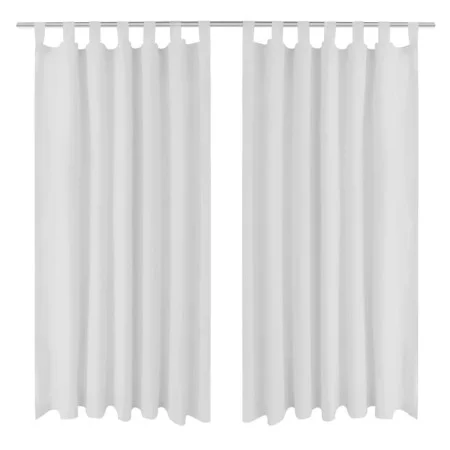 2 weiße Mikrosatin-Vorhänge mit Schlaufen, 140 x 175 cm von vidaXL, Vorhänge und Gardinen - Ref: Foro24-130359, Preis: 25,88 ...