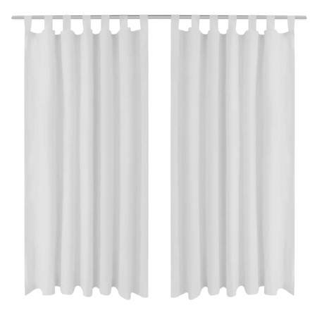 2 weiße Mikrosatin-Vorhänge mit Schlaufen, 140 x 175 cm von vidaXL, Vorhänge und Gardinen - Ref: Foro24-130359, Preis: 29,40 ...
