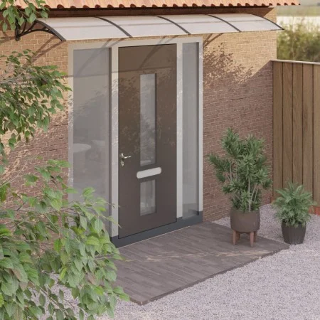 Black and transparent polycarbonate door canopy 350x75 cm by vidaXL, Awnings - Ref: Foro24-153591, Price: 102,77 €, Discount: %