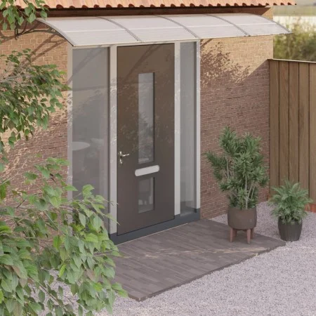 Marquesina puerta policarbonato gris y transparente 400x75 cm by vidaXL, Awnings - Ref: Foro24-153598, Price: 103,00 €, Disco...