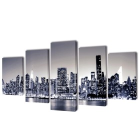 Set decorativo de lienzos para pared perfil Nueva York 100 x 50