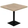 Square bistro bar table made of MDF and steel in oak color, measuring 80x80x75 cm. by vidaXL, Kitchen and dining tables - Ref...