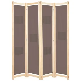 Biombo divisor de 4 paneles de tela marrón 160x170x4 cm de vidaXL, Divisores de ambientes - Ref: Foro24-248180, Precio: 63,89...