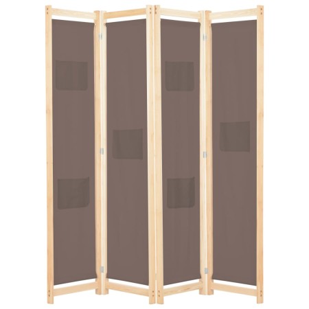 4-teiliger Raumteiler aus braunem Stoff 160x170x4 cm von vidaXL, Raumteiler - Ref: Foro24-248180, Preis: 66,56 €, Rabatt: %
