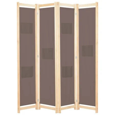 Four-panel brown fabric room divider 160x170x4 cm by vidaXL, Room dividers - Ref: Foro24-248180, Price: 63,89 €, Discount: %