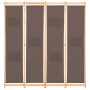Biombo divisor de 4 paneles de tela marrón 160x170x4 cm