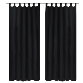 2 black micro-satin curtains with loops, 140 x 225 cm by vidaXL, Curtains and curtains - Ref: Foro24-130354, Price: 26,70 €, ...