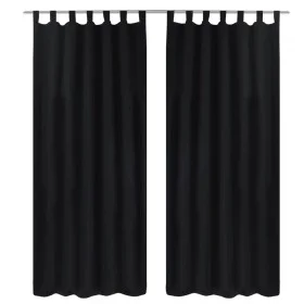 2 black micro-satin curtains with loops, 140 x 225 cm by vidaXL, Curtains and curtains - Ref: Foro24-130354, Price: 26,28 €, ...