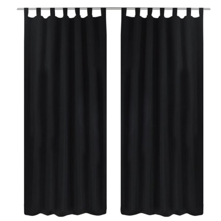 2 schwarze Mikrosatin-Vorhänge mit Schlaufen, 140 x 225 cm von vidaXL, Vorhänge und Gardinen - Ref: Foro24-130354, Preis: 26,...