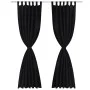 2 black micro-satin curtains with loops, 140 x 225 cm by vidaXL, Curtains and curtains - Ref: Foro24-130354, Price: 26,28 €, ...