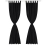 2 schwarze Mikrosatin-Vorhänge mit Schlaufen, 140 x 225 cm von vidaXL, Vorhänge und Gardinen - Ref: Foro24-130354, Preis: 26,...
