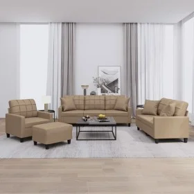 Set von Sofas mit Kissen 4 Stück Kunstleder Cappuccino von vidaXL, Sofas - Ref: Foro24-3201357, Preis: 687,85 €, Rabatt: %