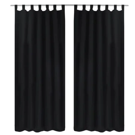 2 black micro-satin curtains with tabs, 140 x 175 cm by vidaXL, Curtains and curtains - Ref: Foro24-130353, Price: 26,58 €, D...