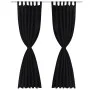 2 black micro-satin curtains with tabs, 140 x 175 cm by vidaXL, Curtains and curtains - Ref: Foro24-130353, Price: 26,58 €, D...