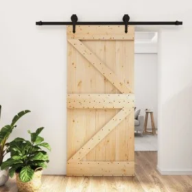 Schiebetür mit Beschlägen aus massivem Zirbenholz 95x210 cm von vidaXL, Türen - Ref: Foro24-3203229, Preis: 197,91 €, Rabatt: %