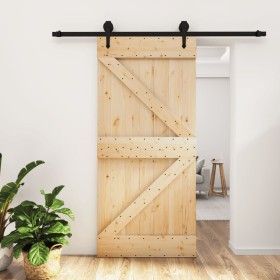 Schiebetür mit Beschlägen aus massivem Zirbenholz 95x210 cm von vidaXL, Türen - Ref: Foro24-3203229, Preis: 200,44 €, Rabatt: %