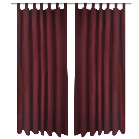 2 Mikrosatin-Vorhänge mit burgunderfarbenen Schlaufen, 140 x 225 cm von vidaXL, Vorhänge und Gardinen - Ref: Foro24-130363, P...