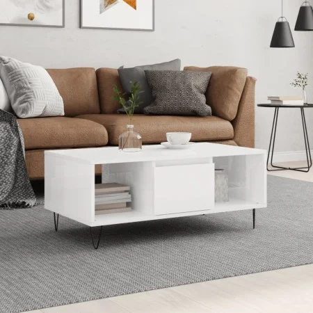 Couchtisch aus Sperrholz glänzend weiß 90x50x36,5 cm von vidaXL, Couchtisch - Ref: Foro24-830590, Preis: 67,19 €, Rabatt: %
