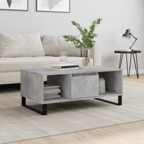 Mesa de centro madera contrachapada gris hormigón 90x50x36,5 cm