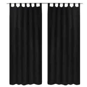 2 black micro-satin curtains with loops, 140 x 245 cm by vidaXL, Curtains and curtains - Ref: Foro24-130355, Price: 35,88 €, ...