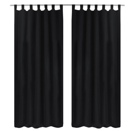2 black micro-satin curtains with loops, 140 x 245 cm by vidaXL, Curtains and curtains - Ref: Foro24-130355, Price: 37,03 €, ...