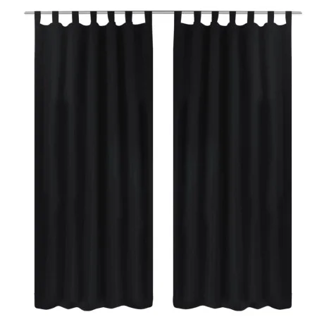 2 black micro-satin curtains with loops, 140 x 245 cm by vidaXL, Curtains and curtains - Ref: Foro24-130355, Price: 35,88 €, ...