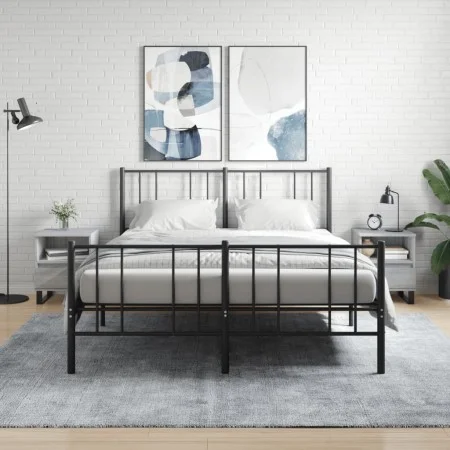 Bedside table 2 units engineered wood gray Sonoma 40x35x50 cm by vidaXL, Nightstands - Ref: Foro24-830649, Price: 82,58 €, Di...