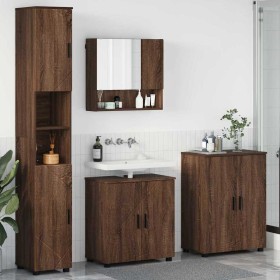 Juego de muebles de baño Montaje en la pared 4 pcs Roble Marrón en Tocadores de baño | Comprar online en Foro24