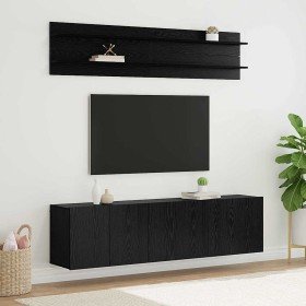 Unidades de TV 6 pcs Roble negro Madera contrachapada en Muebles TV | Comprar online en Foro24