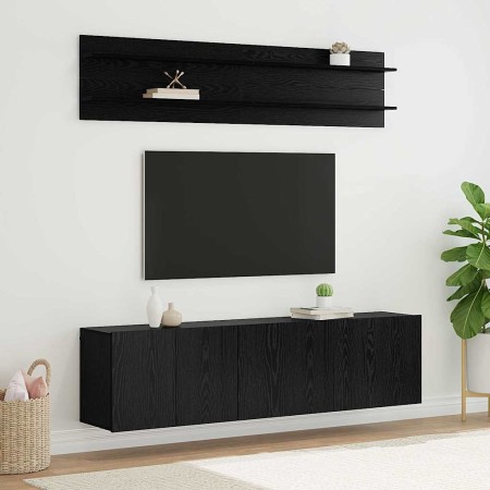 Unidades de TV 6 pcs Roble negro Madera contrachapada