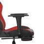 Silla gaming de masaje y reposapiés cuero sintético negro rojo