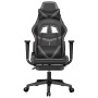 Silla gaming de masaje y reposapiés cuero sintético negro gris