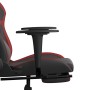 Silla gaming masaje reposapiés cuero sintético negro rojo tinto