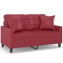 Sofá de 2 plazas con cojines cuero sintético rojo tinto 120 cm de vidaXL, Sofás - Ref: Foro24-3200801, Precio: 216,03 €, Desc...