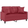 Sofá de 2 plazas con cojines cuero sintético rojo tinto 120 cm de vidaXL, Sofás - Ref: Foro24-3200801, Precio: 216,03 €, Desc...