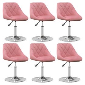 Silla de comedor giratoria 6 uds terciopelo rosa
