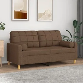 2-seater sofa with brown fabric cushions, 140 cm by vidaXL, Sofas - Ref: Foro24-3200785, Price: 203,01 €, Discount: %