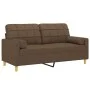 2-seater sofa with brown fabric cushions, 140 cm by vidaXL, Sofas - Ref: Foro24-3200785, Price: 203,01 €, Discount: %