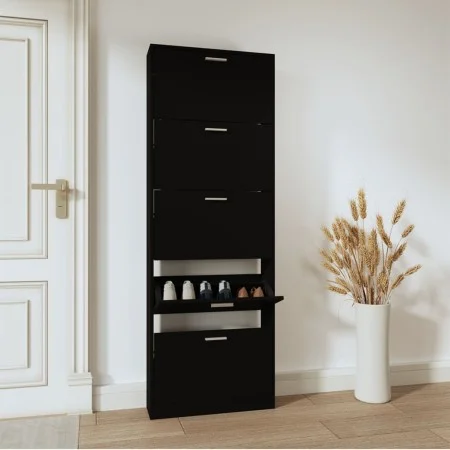 Mueble zapatero madera contrachapada negro 59x17x169 cm by vidaXL, Shoe racks and shoe organizers - Ref: Foro24-342512, Price...