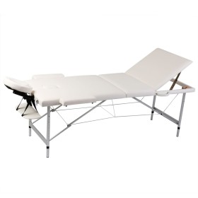 3-teilige klappbare Massageliege, weißes Aluminium von vidaXL, Massageliegen - Ref: Foro24-110089, Preis: 185,83 €, Rabatt: %