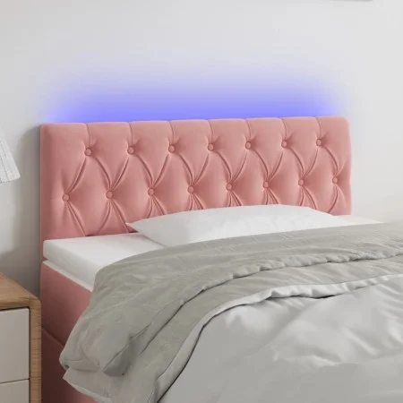 LED-Kopfteil aus rosa Samt, 100 x 7 x 78/88 cm von vidaXL, Kopf- und Fußteile - Ref: Foro24-3121995, Preis: 66,17 €, Rabatt: %