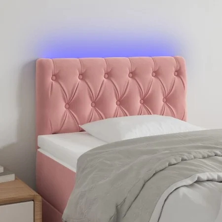 Pink velvet headboard with LED 80x7x78/88 cm by vidaXL, Headboards and footboards - Ref: Foro24-3121983, Price: 56,81 €, Disc...