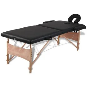 Folding massage table 2 zones black wooden structure by vidaXL, massage tables - Ref: Foro24-110077, Price: 151,84 €, Discoun...