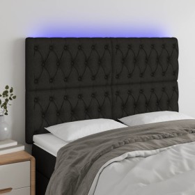 Cabecero con luces LED tela negro 144x7x118/128 cm de vidaXL, Cabeceros y pies de cama - Ref: Foro24-3122760, Precio: 117,24 ...
