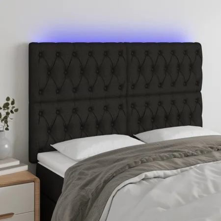 Headboard with LED lights black fabric 144x7x118/128 cm by vidaXL, Headboards and footboards - Ref: Foro24-3122760, Price: 11...