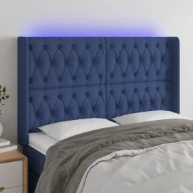 Cabecero con LED de tela azul 147x16x118/128 cm de vidaXL, Cabeceros y pies de cama - Ref: Foro24-3124388, Precio: 142,01 €, ...
