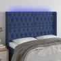Kopfteil aus blauem Stoff mit LED 147x16x118/128 cm von vidaXL, Kopf- und Fußteile - Ref: Foro24-3124388, Preis: 142,01 €, Ra...