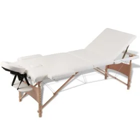 Folding massage table 3 zones cream wood structure by vidaXL, massage tables - Ref: Foro24-110082, Price: 157,97 €, Discount: %