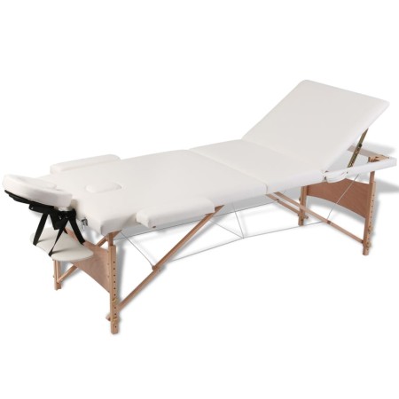 Klappbare Massageliege mit 3 Zonen, Struktur aus cremefarbenem Holz von vidaXL, Massageliegen - Ref: Foro24-110082, Preis: 16...