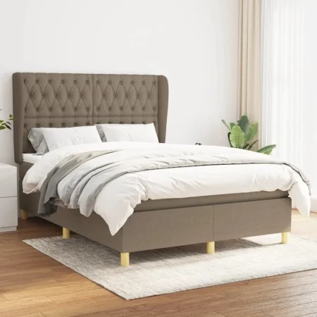 Box spring bed with taupe gray fabric mattress 140x200 cm by vidaXL, Beds and slatted bases - Ref: Foro24-3128769, Price: 551...